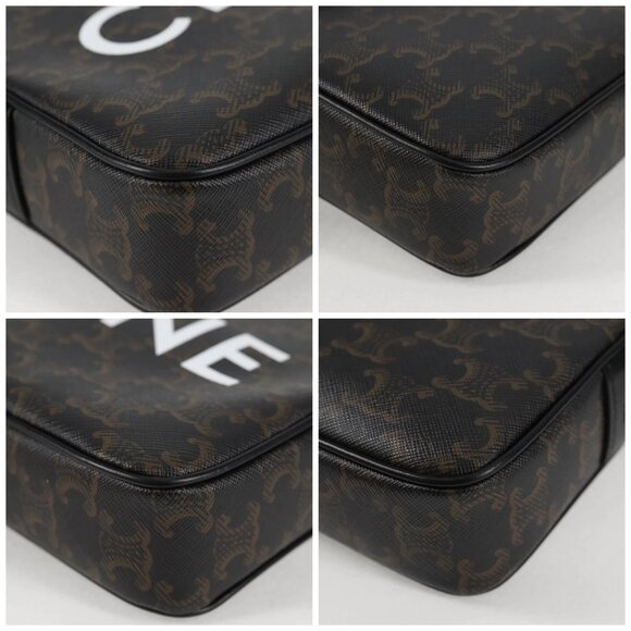 CELINE Triomphe Shoulder Bag PVC Leather Black Gold Auth nb463M - Picture 15 of 16